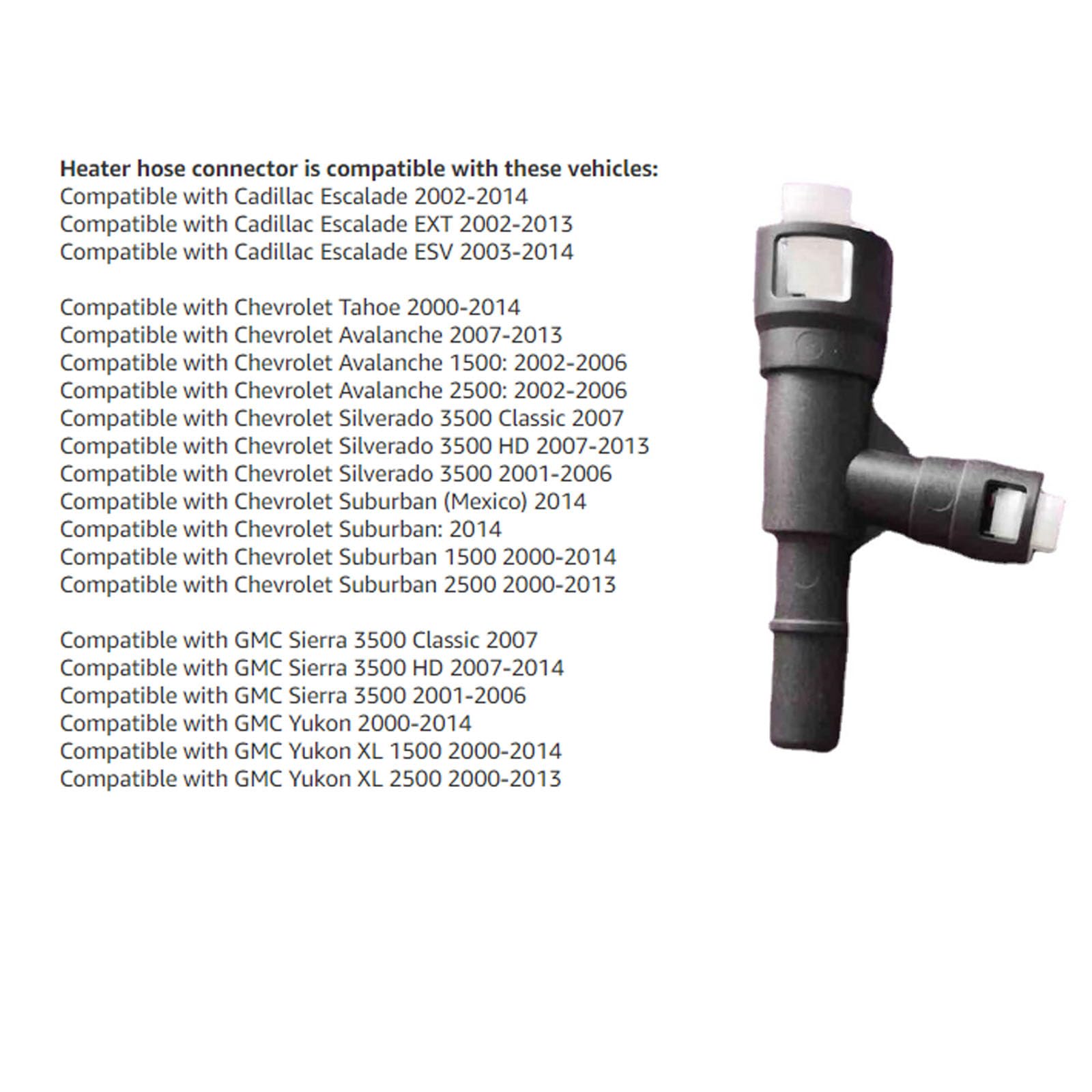 Hose T Connector Pack-2 Car Heater Inlet Hose Fitting Replacement ...