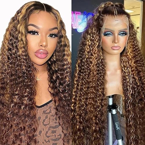 Miniatura 10 de CHEETAHBEAUTY Pelucas de cabello humano brasileño rizado profundo de grado 10A de 13 x 6 pulgadas, color marrón chocolate #4, con ondas profundas,