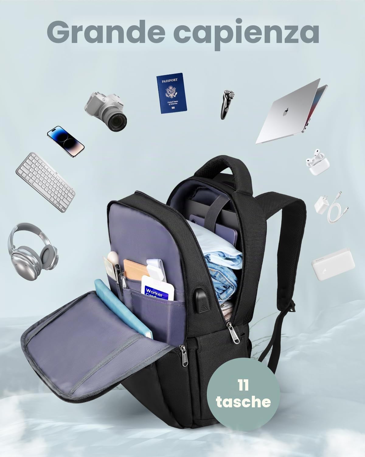Besttravel Zaino Porta PC 15.6 Pollici Impermeabile Antifurto per Laptop Uomo Scuola Lavoro Viaggio