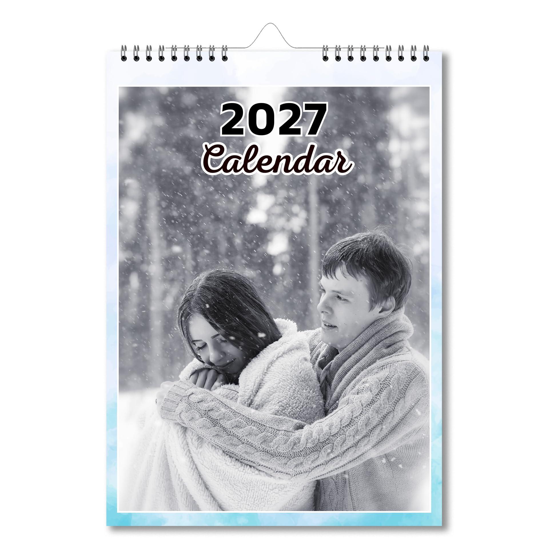 Personalised Calendar 2027-12 Photographs 1 for Each Month, own photo prints UK- Ireland, A4 Spiral Bound Wall Hanging Planner/Organiser