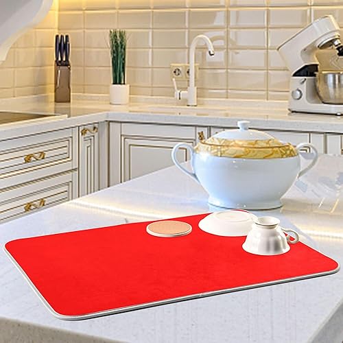 Miniatura 6 de Tapete rojo grande para secar platos, accesorios de cocina, tapete escurridor de platos de microfibra, resistente al calor, 18 x 24 pulgadas