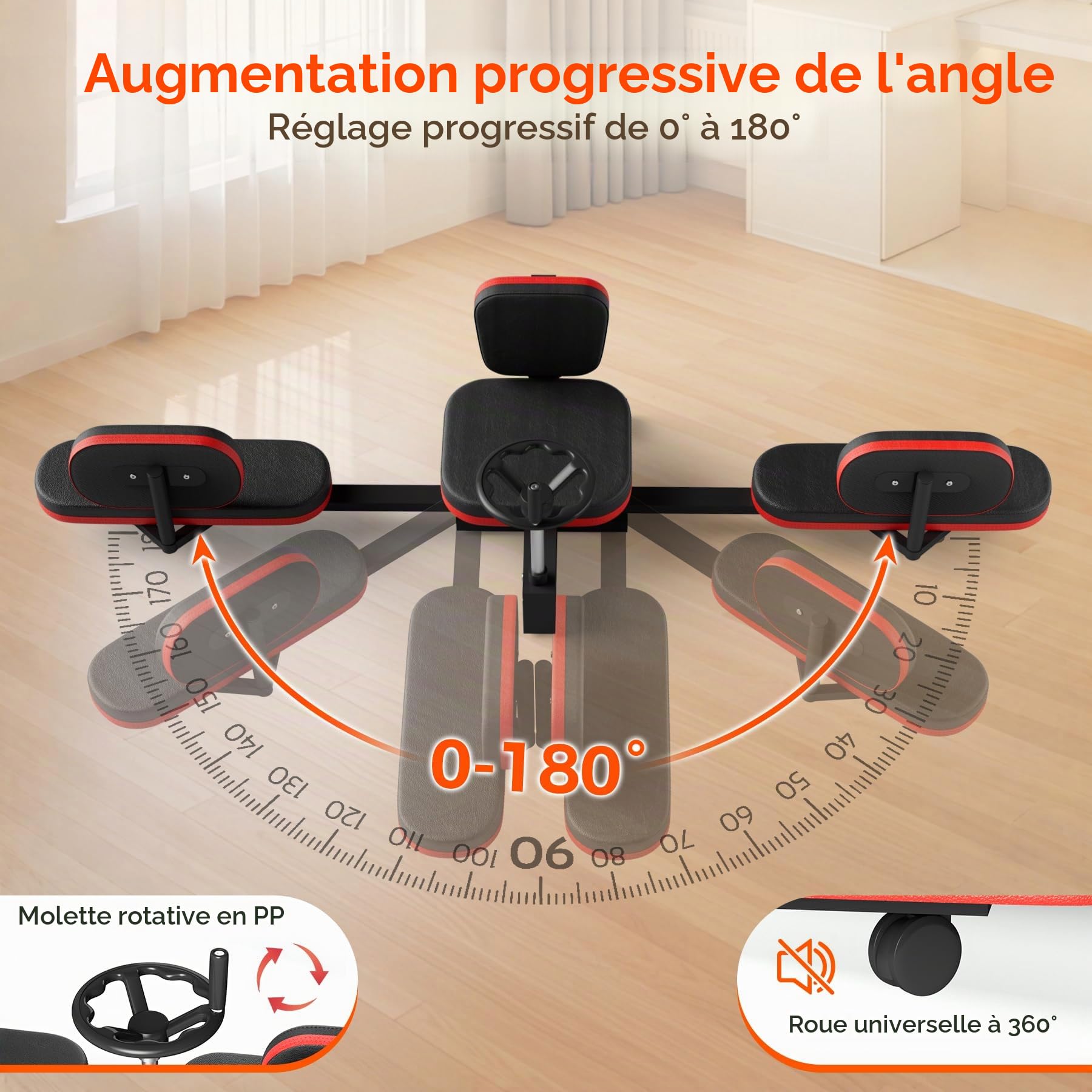 NArra Machine de écart, Machine à étirer Les Jambes 180 ° Réglable de 150 kg - Écarteur de Jambe Robuste - pour Yoga, Gym, Danse, Ballet et Fitness
