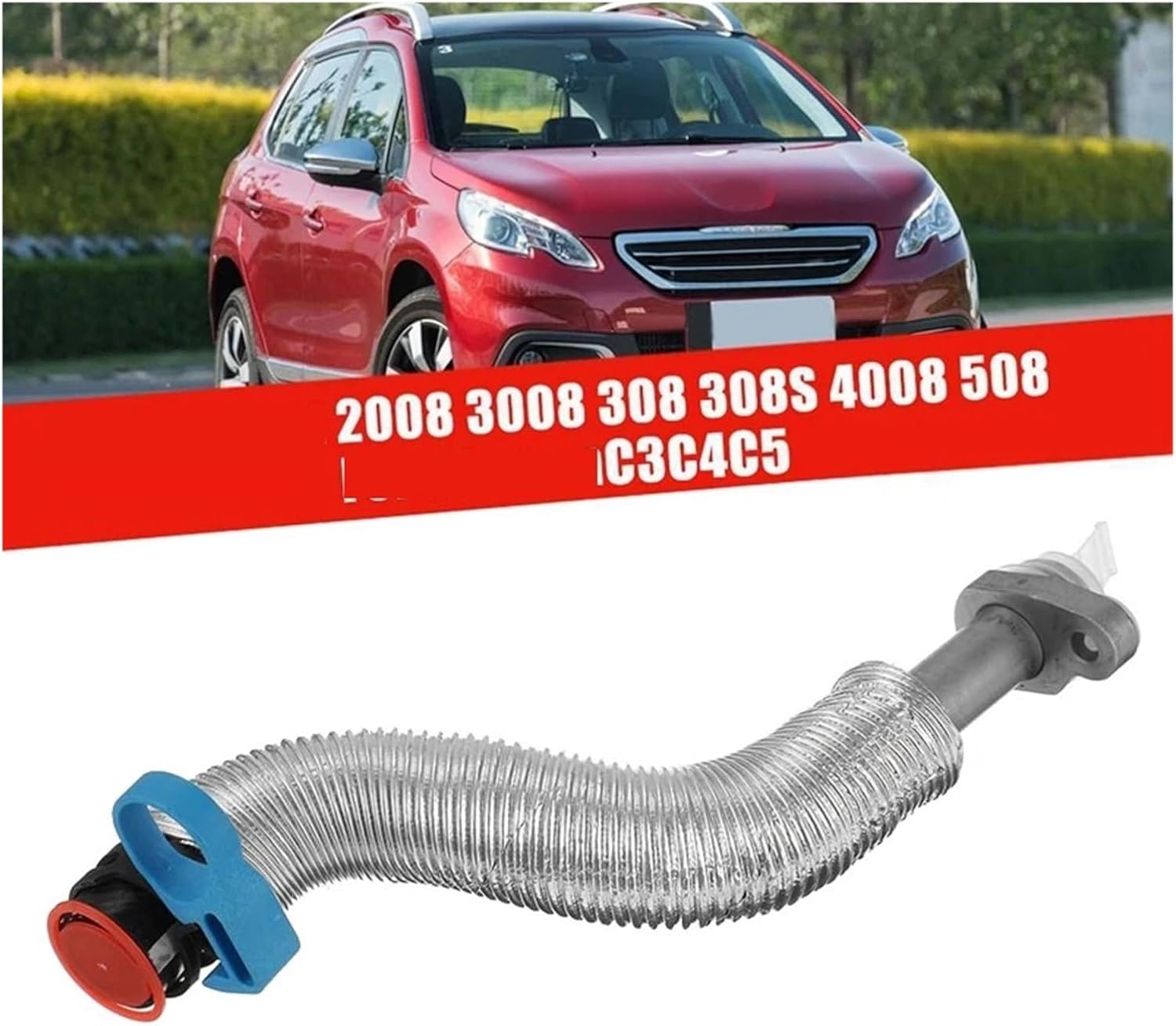 037979 V861706980 Car Turbo Charger Oil Return Hose Compatible With Peugeot 308 308CC 3008 408 4008 508 5008 Compatible With Citroen C3 C4 C5 DS5