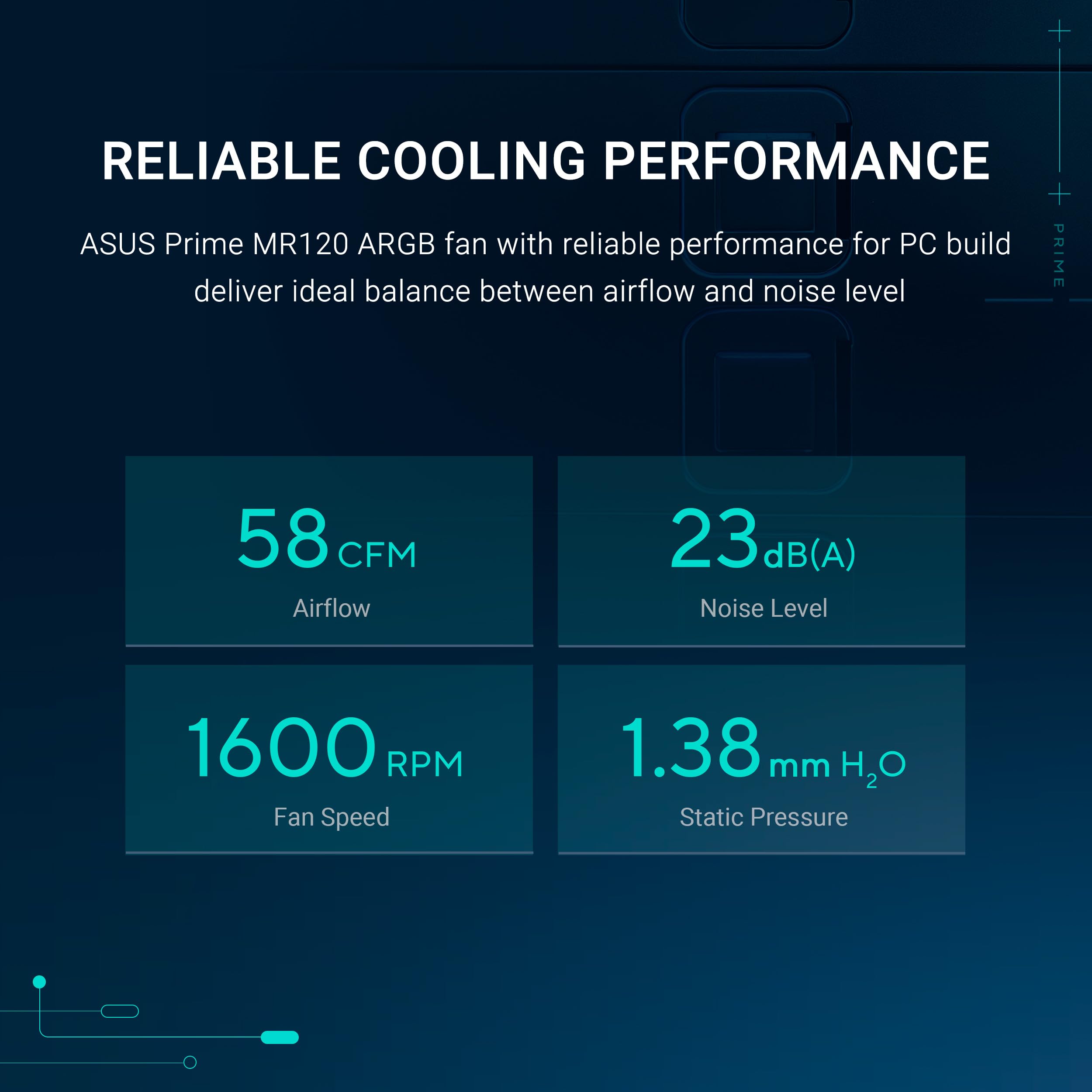 ASUS PRIME MR120 ARGB REVERSE (Noir) – Lot de 3 ventilateurs de boîtier 3 en 1 (120mm PWM, 20 ARGB LED, vitesse 1600 tr/min, débit d'air de 58 CFM, cadre de 28 mm d'épaisseur, Aura Sy RGB)