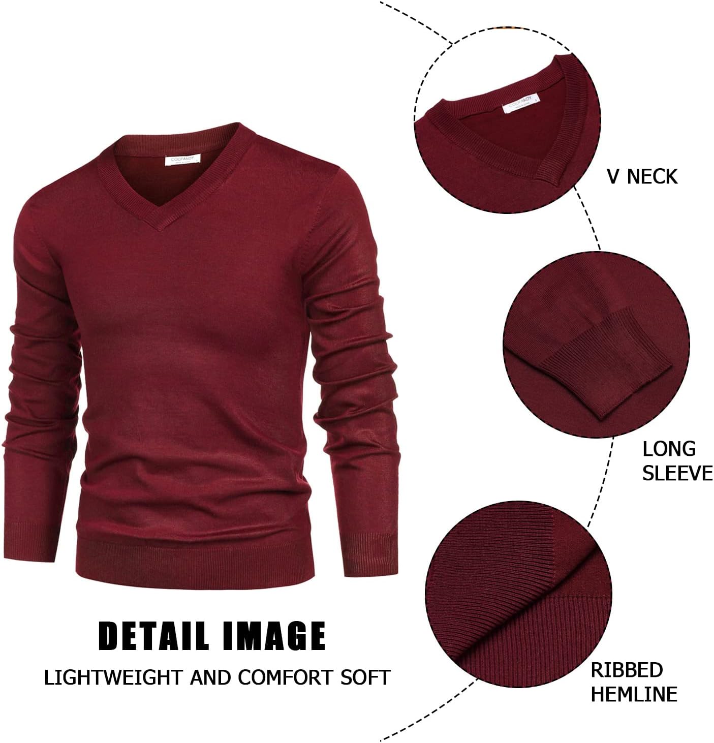 COOFANDY Mens V Neck Dress Sweater Knit Long Sleeve Slim Fit Sweaters Fashion Pullover Sweater - Image 5