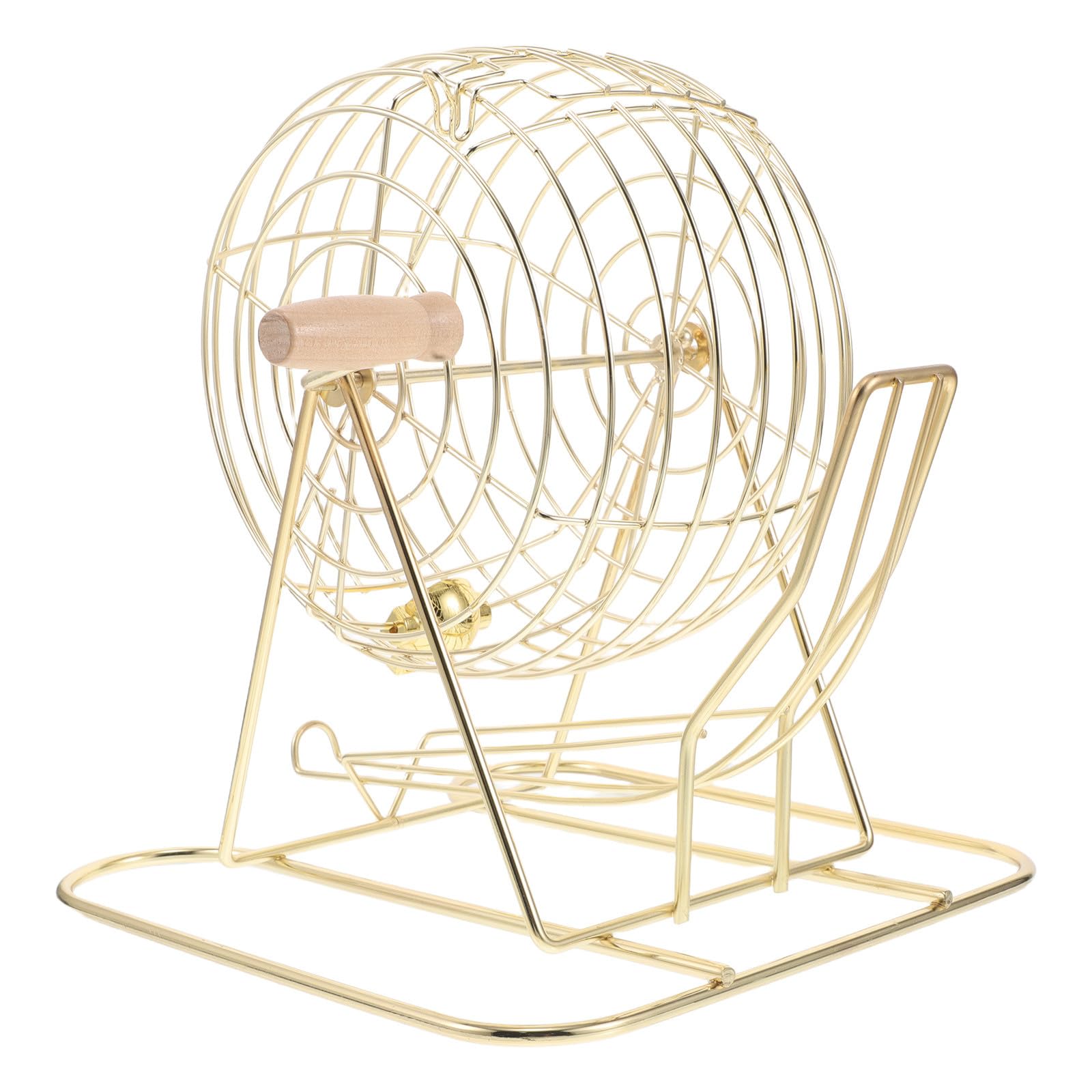UKCOCO Jaula de Bingo de Hierro y Madera Mango Práctico para Juegos Familiares y Entretenimiento Seguro de Niños en Hogares y Parques Infantiles