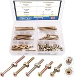 Glarks 100Pcs Zinc Plated M6x35/45/55/65/75mm Hex Socket Head Cap Screws Bolts Furniture Bolts with Barrel Nuts Assortment Kit for Furniture Beds Crib Chairs
