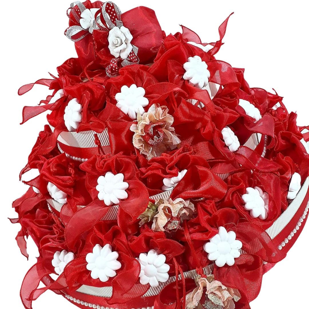 Sacchetti portaconfetti 43 sacchetti struttura a torta bomboniere matrimonio fiori in gesso + 2 sacchettini centrali confetti inclusi ULT