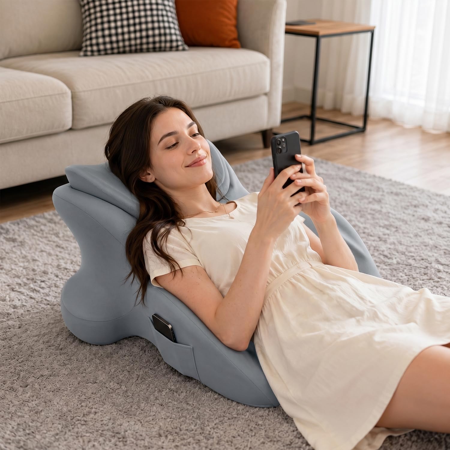Cuscino per intimità per coppie, cuscino di supporto sagomato in memory foam con cuscino lombare e collo, design ergonomico a basso profilo, per rilassarsi su letto e divano, fodera traspirante e