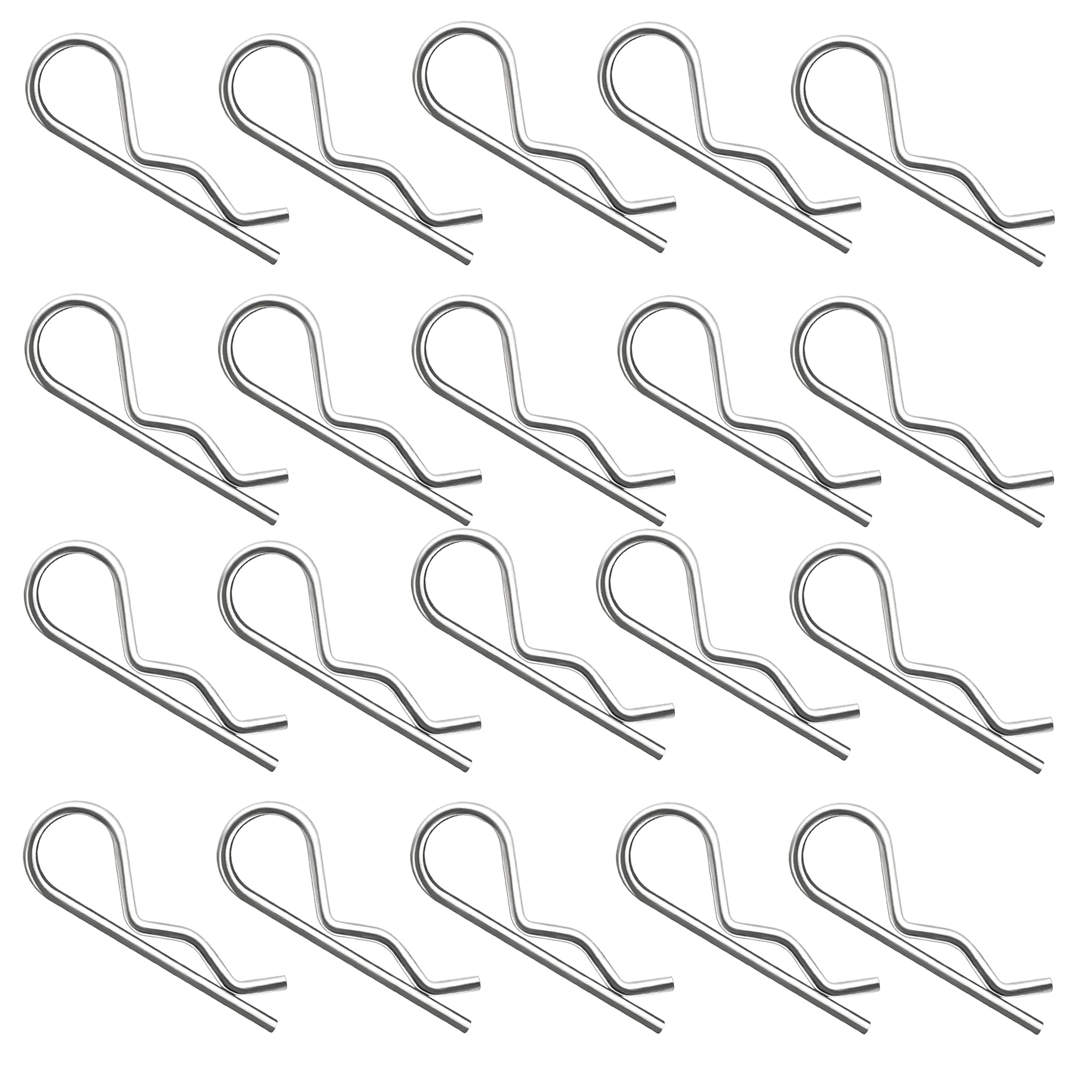 20 Pcs R Clips 3mm x 60mm, 304 Stainless Steel Hairpin Cotter Pin, Hitch Pin Clip Fasteners for Trailer, Tractor,Truck, Farm Equipment