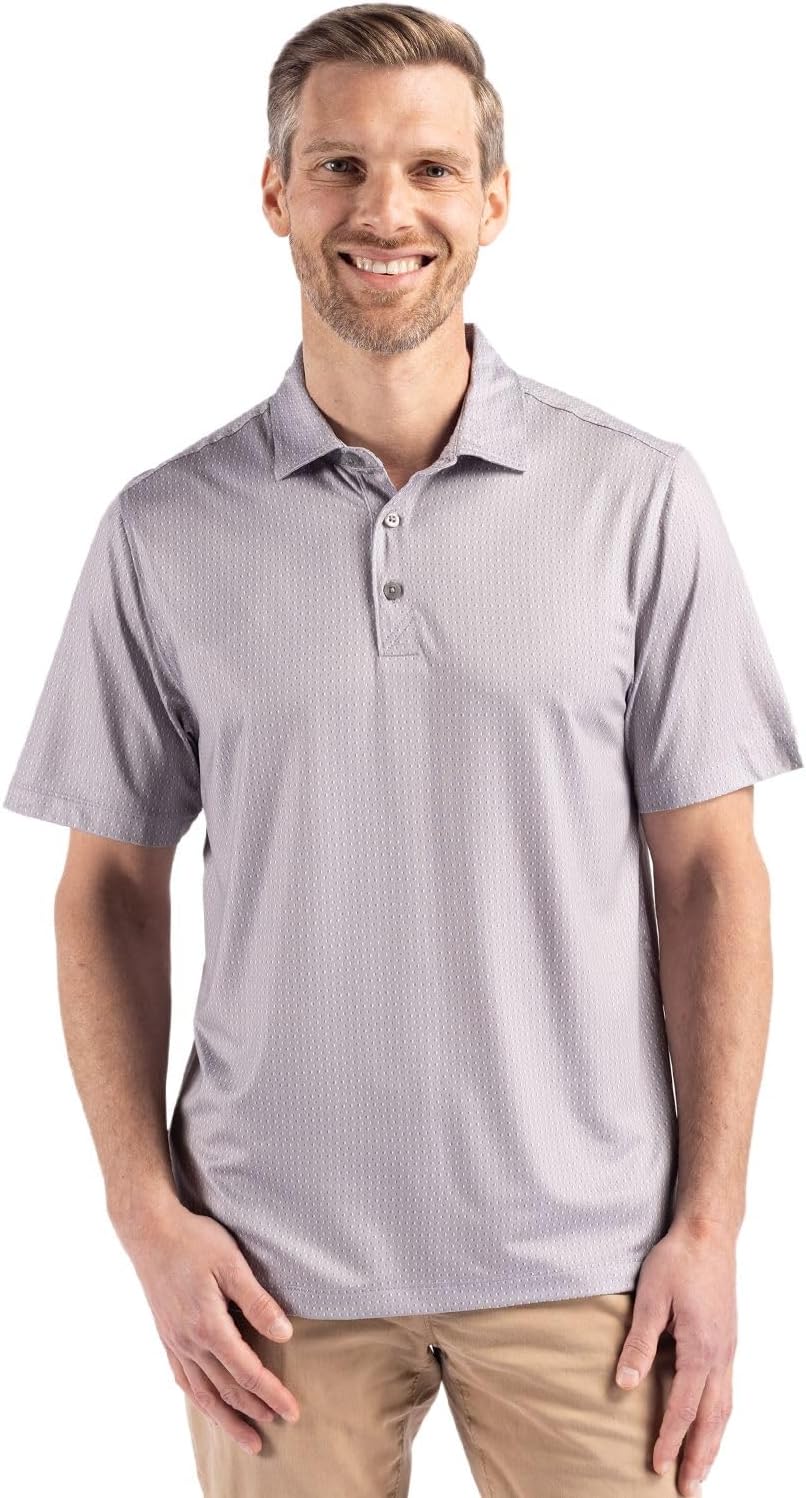 Cutter & Buck Pike Eco Shadow Check Print Recycled Mens Polo