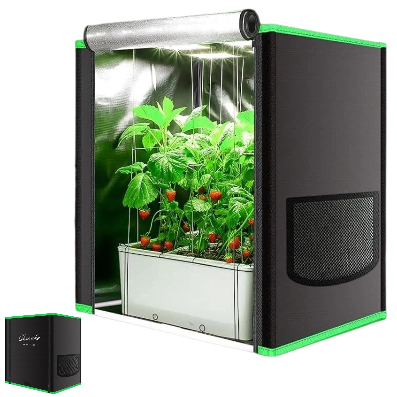 Small Grow Tent for Aerogarden Hydroponics Growing System Indoor 20"x14"x22"High Reflective Mylar Leak-Proof of Light 600D Oxford Fabric for Indoor Plant-image-26