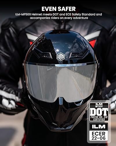 Miniatura 2 de ILM Cascos de motocicleta para adultos hombres mujeres, cara completa, DOT ECE, deportes de motor, doble visera, Street Racing, con Pinlock, modelo