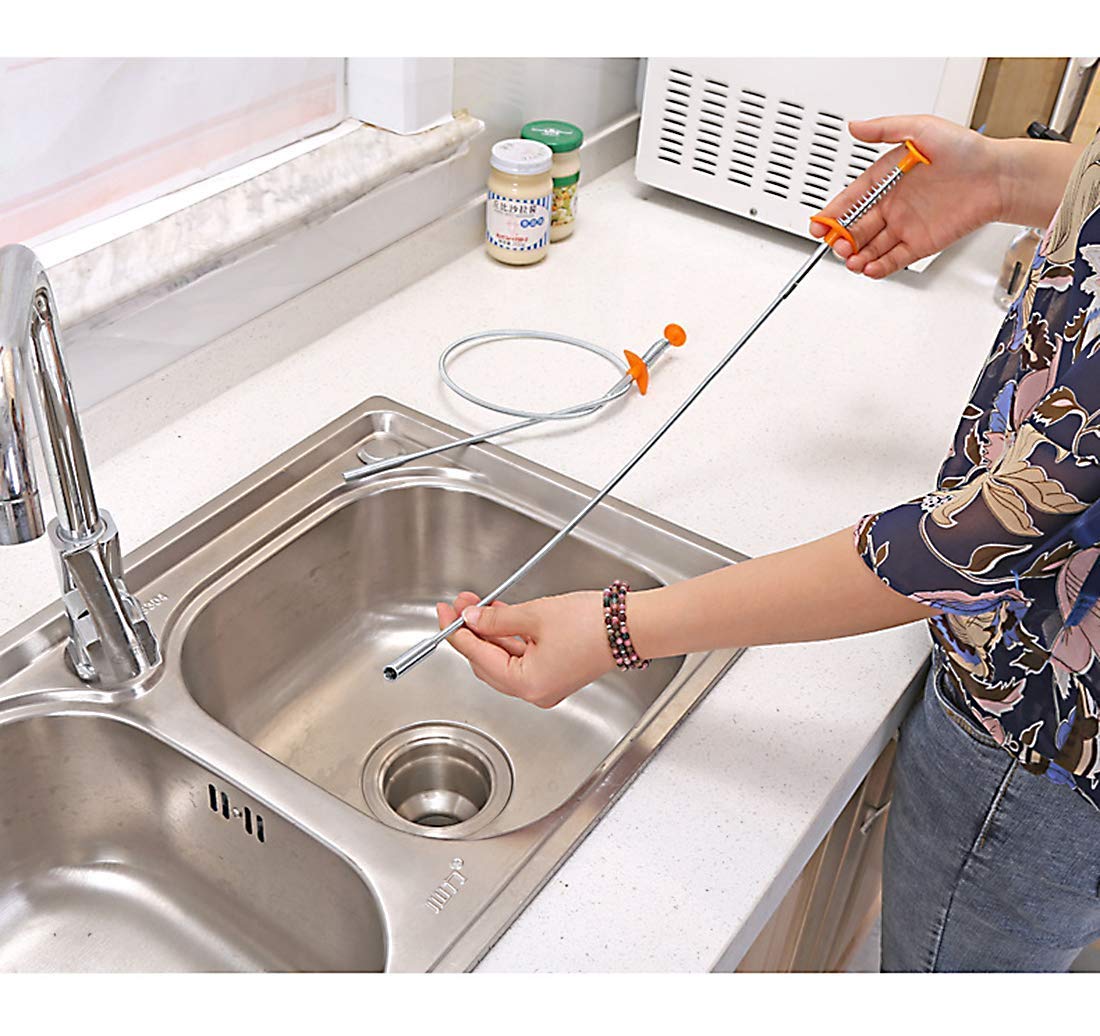 FIZLOZ Unique Product Hair Catching Sink Overflow Drain Cleaning Drain Clog Water Pipe Sink Cleaner Snake Unblocked Kitchen Bath Rod Hair Remover(162 cm (Pack of 1)