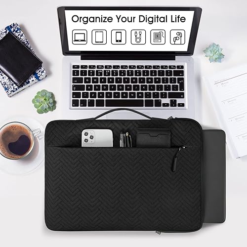 Miniatura 5 de Funda para laptop de 13.3 a 14 pulgadas con asa impermeable, bolsa protectora para computadora de negocios, compatible con ChromebookMacBook