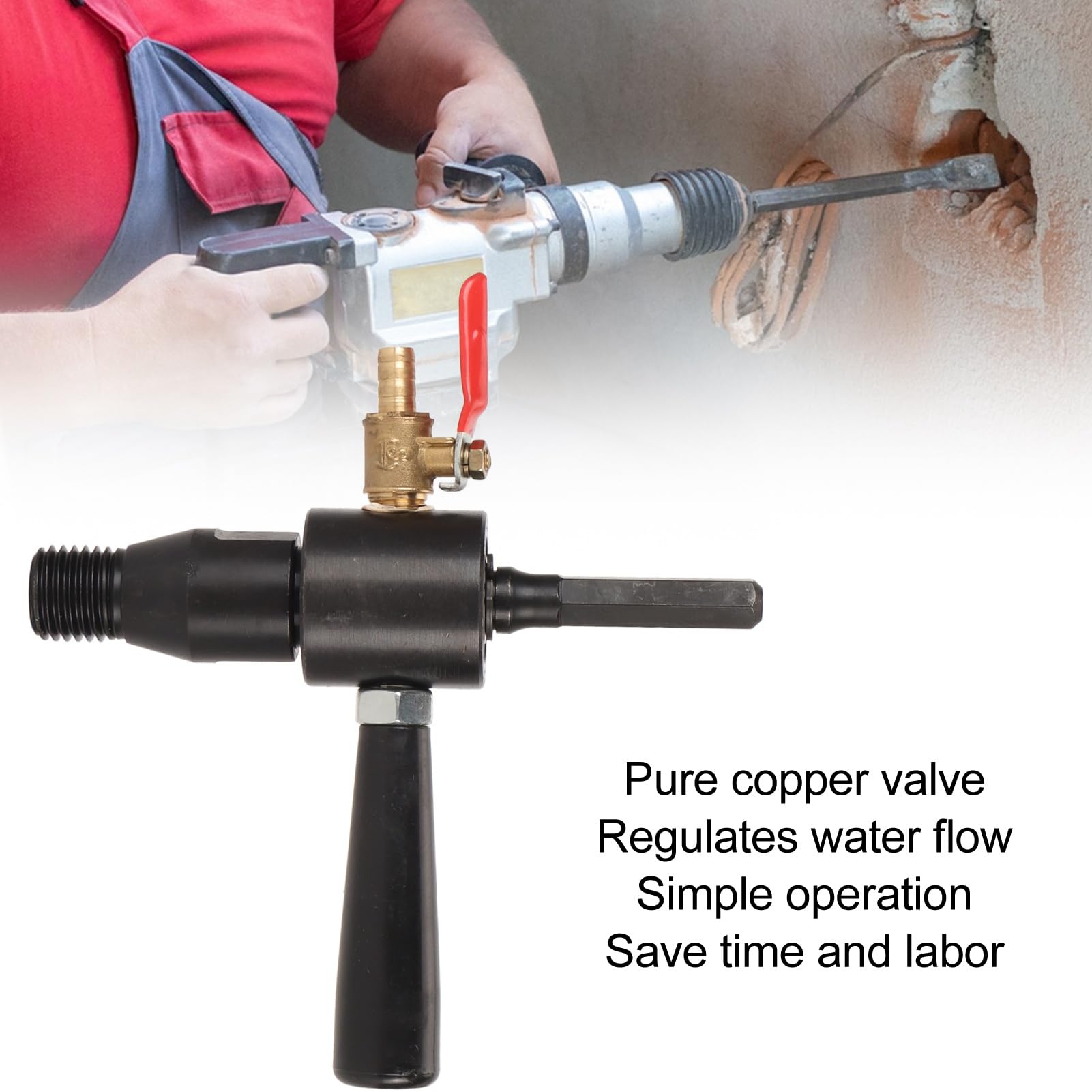 Lybunair Electric Hammer Adapter Water Injection Converter Electric Drill to Water Drill Device Connecting Rod Tools (Hex Handle)