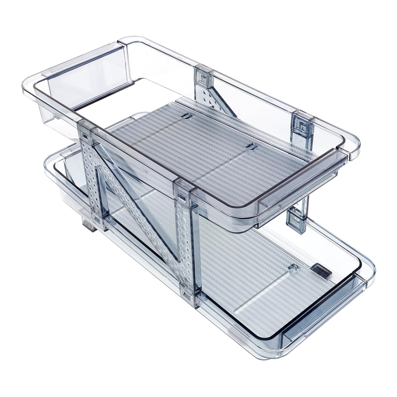 Cabilock Soda Can Holder Double Tier Rolling Organizer for Refrigerator Beer Beverage Dispenser Fridge Can Holder for Home Kitchen Storage Transparent Design