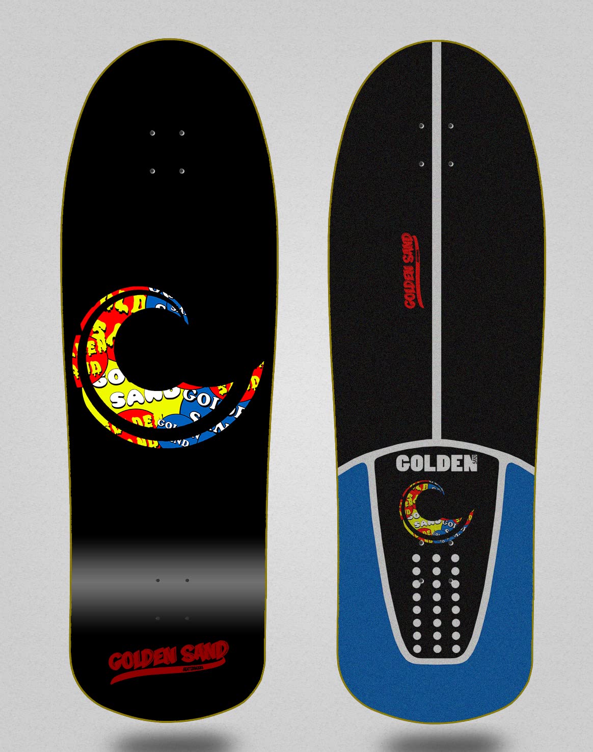 Golden Sand Monopatin Skateboard Surfskate Deck Tabla - Santa Black Bucky 10x31
