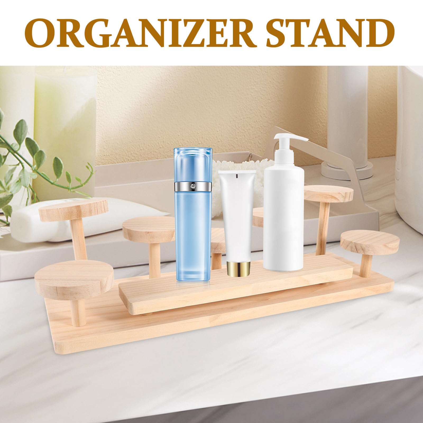 Toyvian Organizador de Perfumes de Madera Beige para Sobremesa | Expositor Multifunción, Uso en Escritorio o Centros Comerciales, para Fragancias y Cuidado Facial