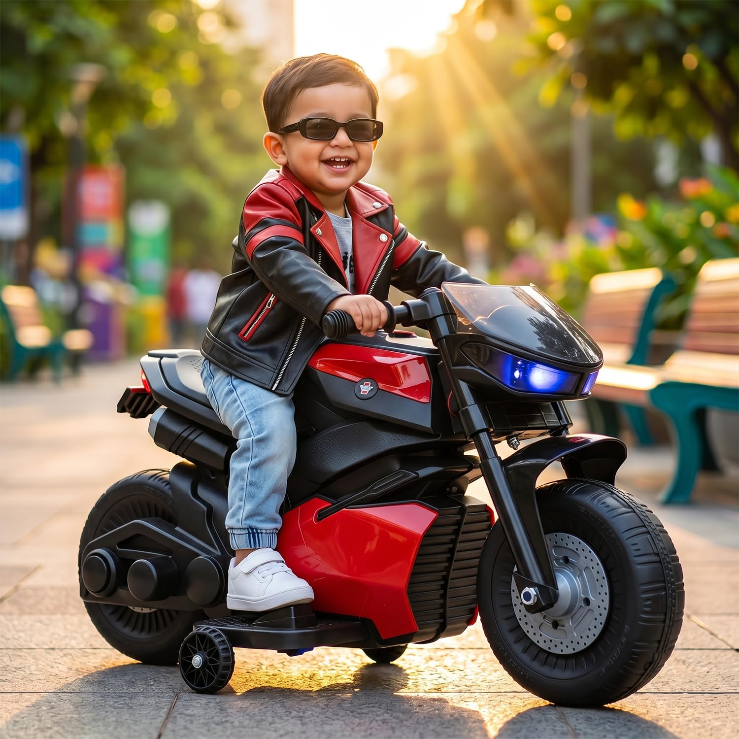 Toyzone Charlie Electric Bike (Red) | 6V Rechargeable Bike for Kids with 4.5Ah Battery | LED Lights, Music, MP3/USB/BT | Smooth Acceleration | 6M Battery Warranty | Age 2-6 Years, Upto 35 kg-image-10
