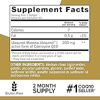 Vista 5 de Qunol Ubiquinol CoQ10 cápsulas blandas de 200 mg, potente antioxidante para la salud cardíaca y vascular, esencial para la producción de energía