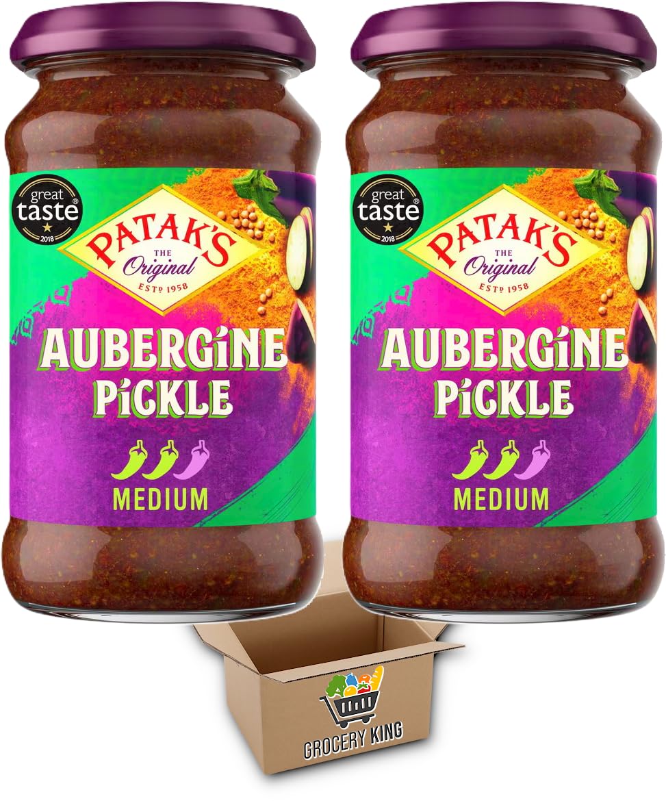 Pataks Pickle Jars | Brinjal Aubergine Pickle Medium 2x312g | Grocery King