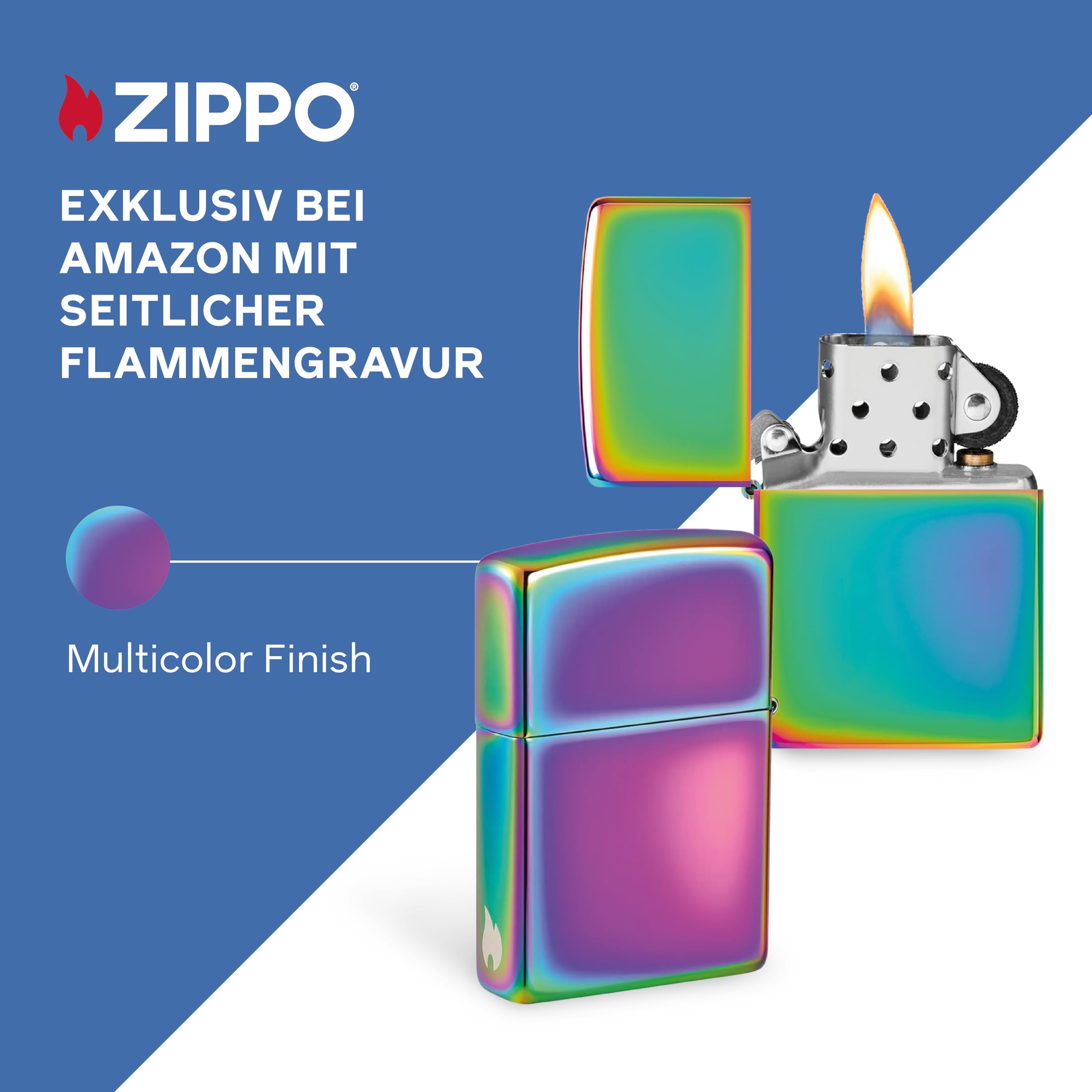 Zippo Sturmfeuerzeug - Multicolor mit seitlicher Flammengravur - Nachfüllbar - Wiederverwendbar - Windfestes Design - Geschenkbox - Made in USA - Amazon Exclusive – Bild 2