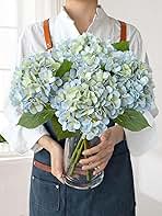 Light Blue Hydrangea Artificial Flowers,4Pcs 20