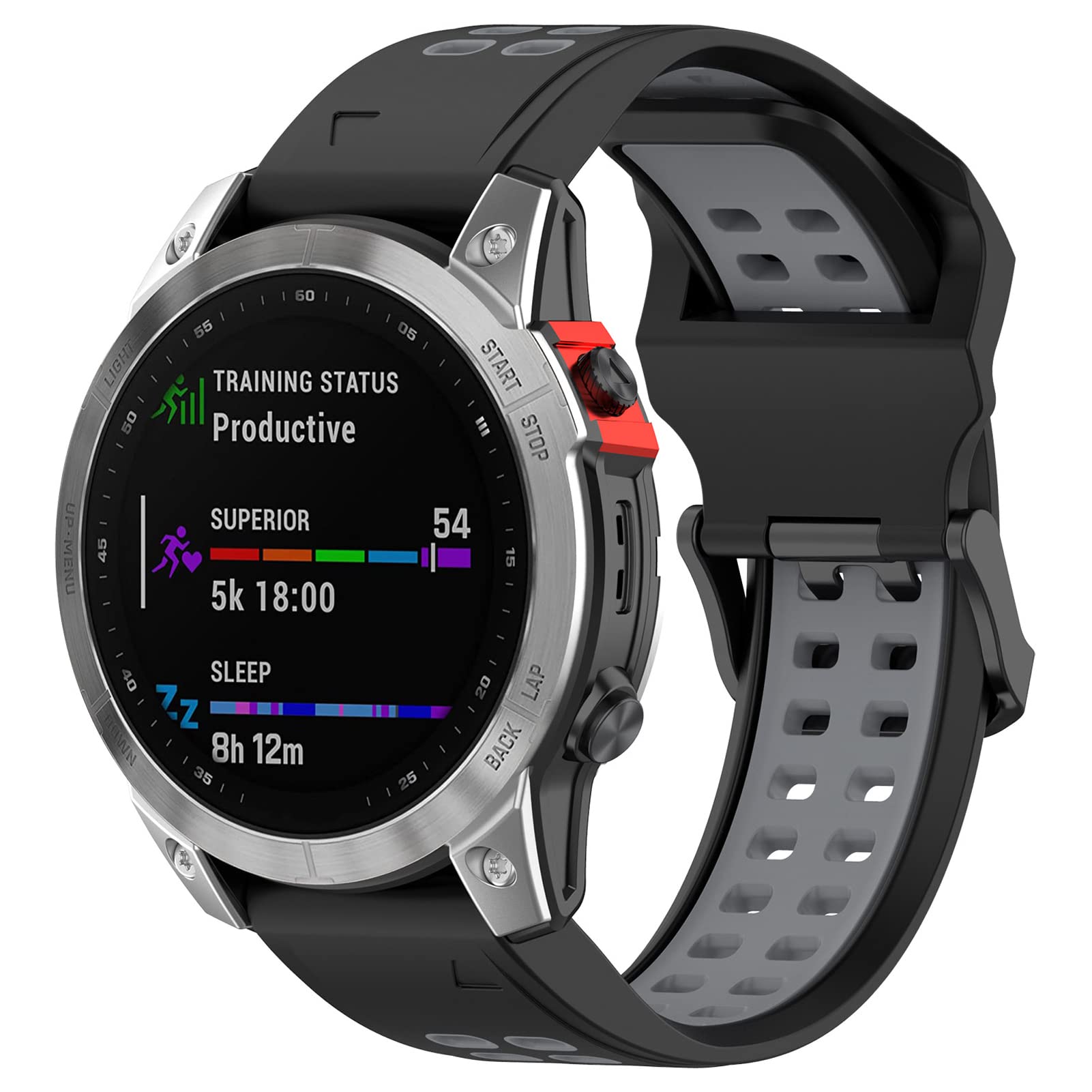 LOKEKE for Garmin Fenix 7S Replacement Wrist Band - 20mm Replacement Silicone Wrist Watch Band Strap Compatible For Garmin Fenix 7S 6S 5S 6S Pro, With Quick Fit(Silicone Black + Grey)-image-38