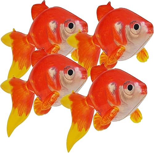 Jet Creations Inflatable Aquatic Animal 4pc Pack Shark, Dolphin, Goldfish, Starfish, Crab, Penguin. 20+ inch Long. Pool Toys, Photo Prop, Theme