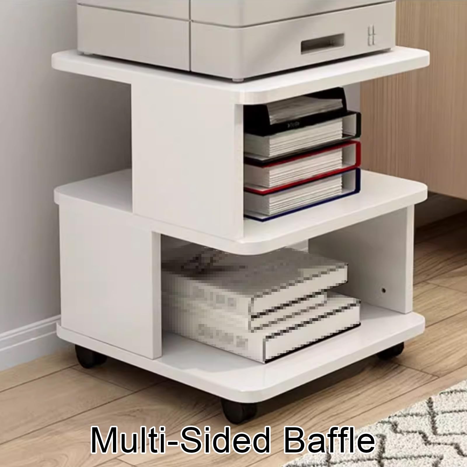 Mesa Impresora Ruedas Tablero Grueso Soporte Impresora Bajo Mesa 50 X 50 X 50 cm Carro de Almacenaje Muebles Fácil de Montar para Oficina Hogar(White)