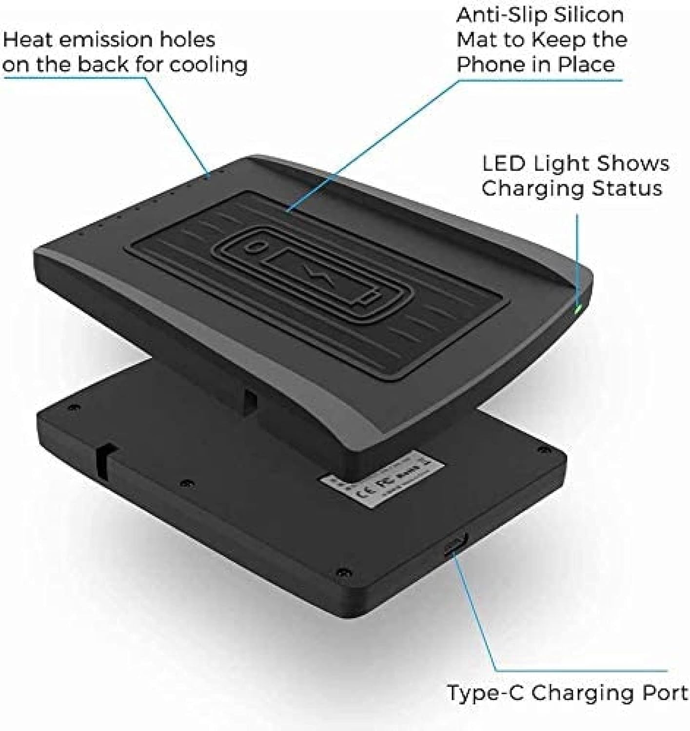 wireless car chargerfor c adillac xt5 xt6 2020 panel central console mobile phone charger 10w fast charging phone holder for all qi smartphones