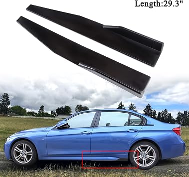 29.3 Universal Car Side Skirt 74.5cm Rear Side Canard Diffuser Rocker Splitter Winglet Wings, Black