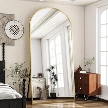 Arch Top Full-Length Mirror | Floor Standing or Wall Mounted | Minimalist Design in Gold, Black & Silver | Oversized Mirror for Bedroom & Entryway (Gold, 170x70 cm)