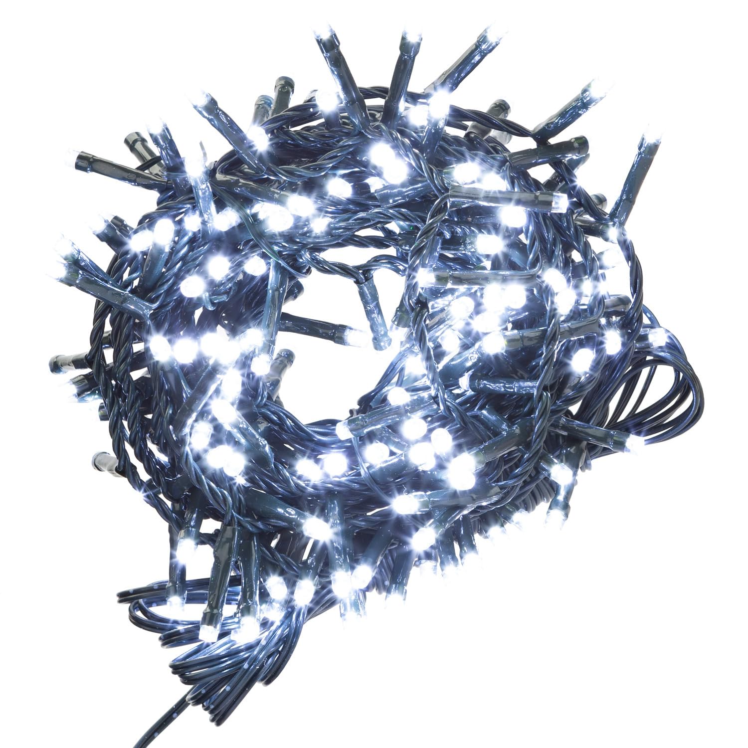 VFM - Christmas Lights 200 Led 6M Xmas Tree Lights - Fairy Lights - Festive Bright String Xmas Tree Wedding Fairy Lighting Indoor & Outdoor Mains Operated Multi Function Control Cool White