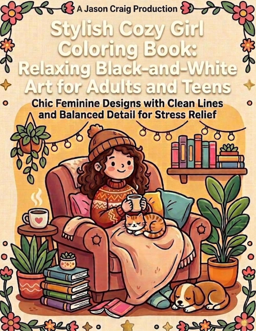 Cozy Girl Stress Relief: Bold and Easy Coloring Book for Adults & Teens | Simple Illustrations Featuring Flowers, Food, Animals, Cute Objects and Much More