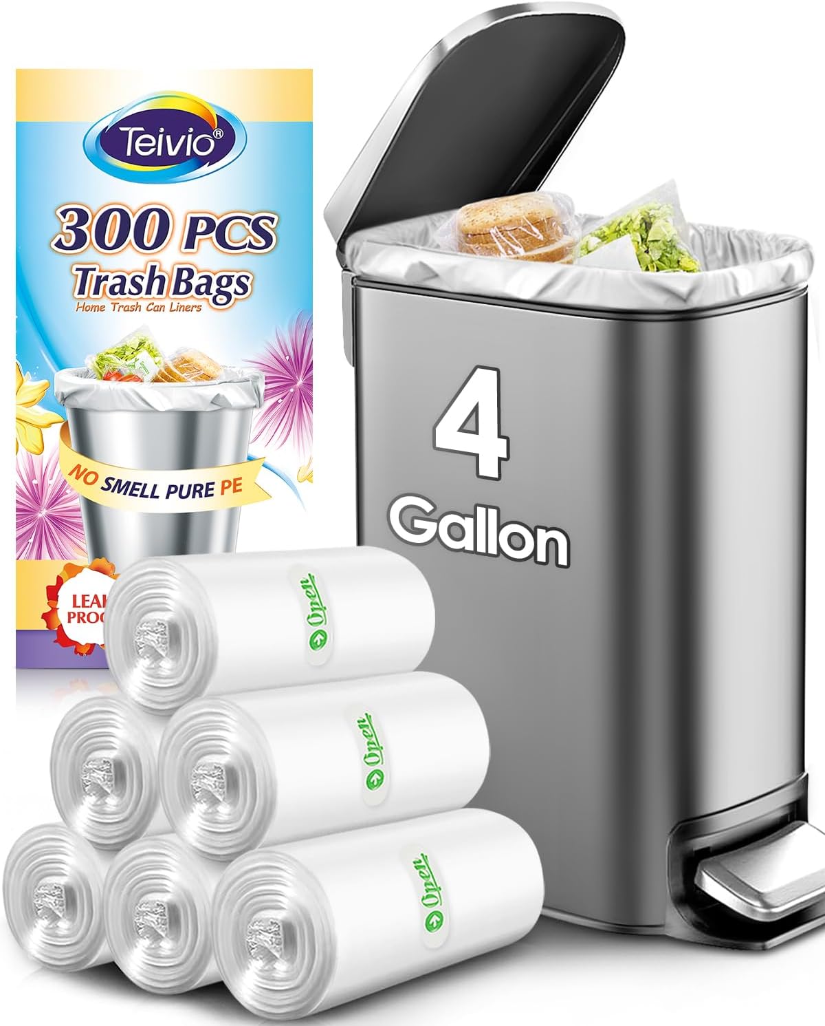 Amazon.com: ToughBag 2-4 Gallon Small Trash Bags (400 Count) - Clear ...