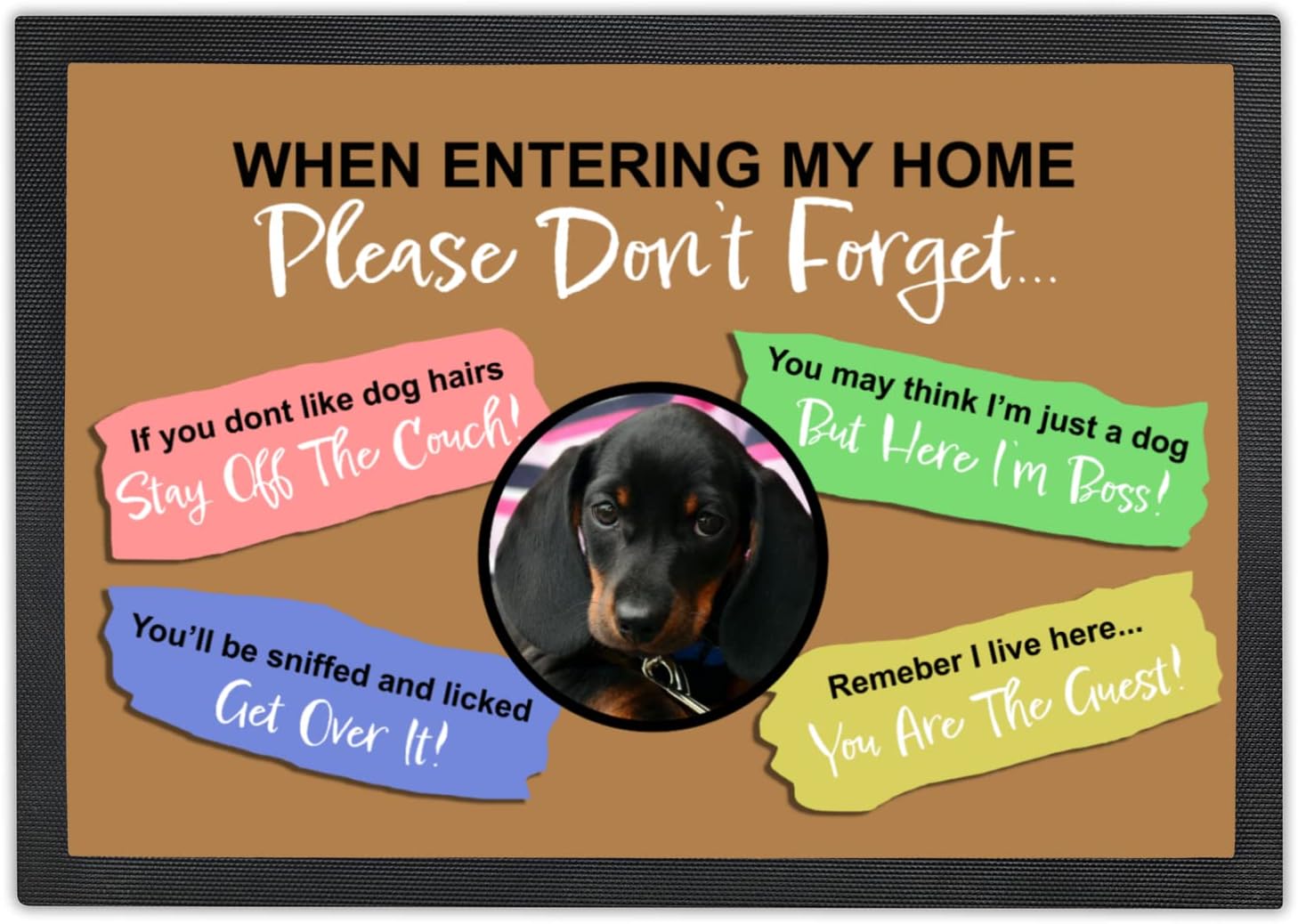 Personalized Dog Door Mat with Photo and Name - Customized Welcome Mat - Floor Mats - Front Door Mat - Visitors Must Be Approved - Abrasion-Resistant and Non-Slip (20" x 14")