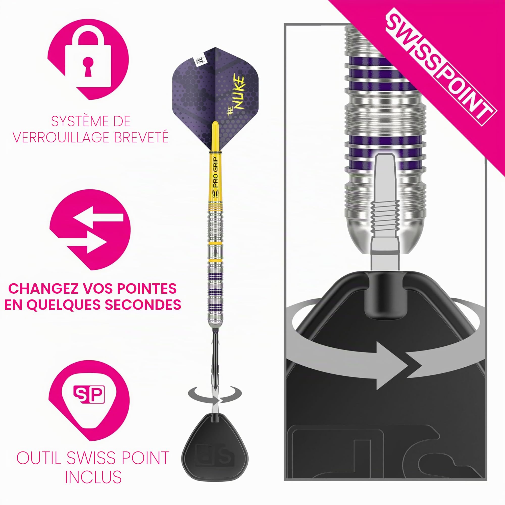 Target Darts Luke Littler Loadout Fléchettes à Pointe en Acier Swiss Point, Fléchette en Tungstène à 90%, 22G/23G/24G | Jeu de Fléchettes à Pointe en Acier, Édition Player Jeux Fléchettes Swiss Points