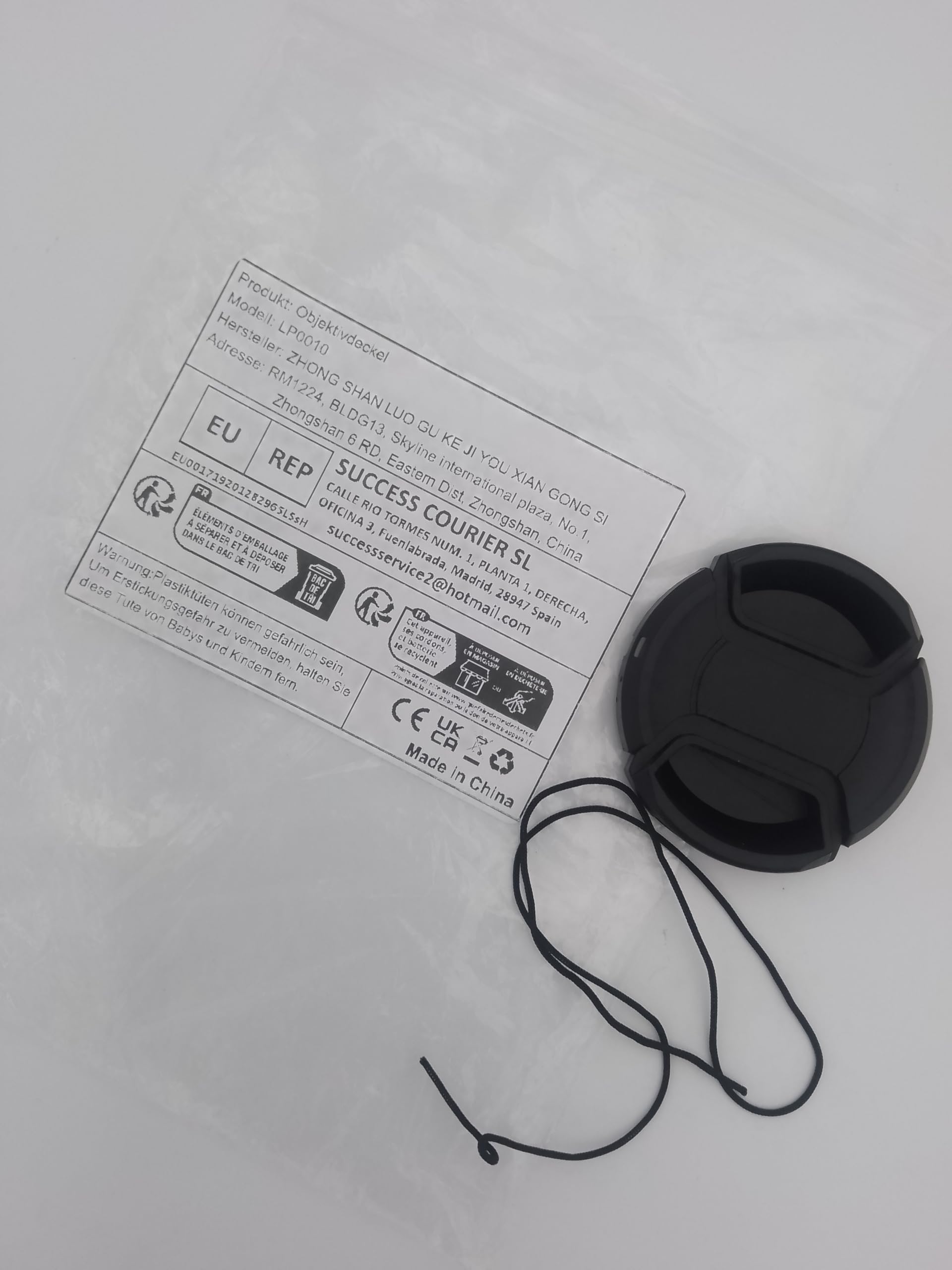 Camera Lens Cap, Ø 46 mm in Diameter, Clip Protection Cap, Compatible with Nikon, Canon, Sony, Sigma, Tamron, Olympus, Fujifilm, Universal Camera Cover