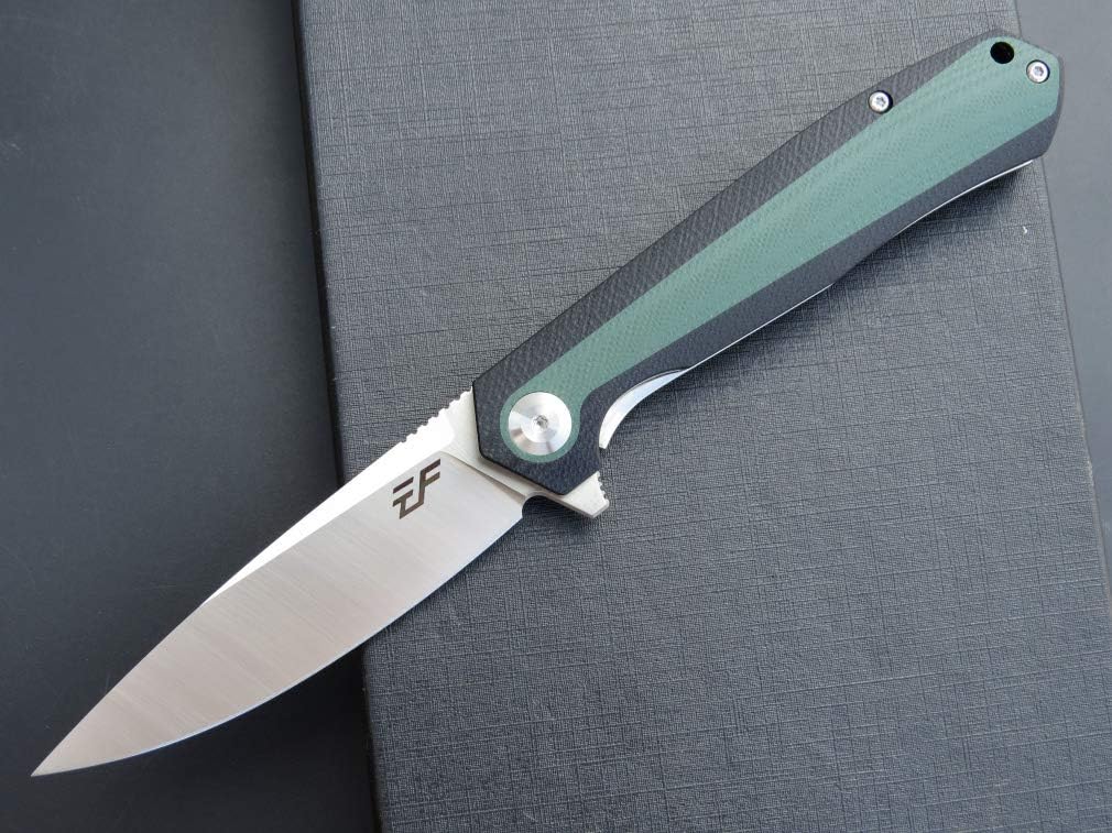 Eafengrow EF964 Pocket Folding Knife G10 Handle D2 Blade EDC Tactical Folder for Outdoor Camping Hiking (Green)