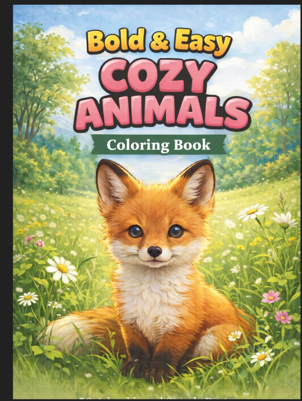 Bold and Easy Cozy Animals Coloring Book: 50 Adorable and Simple Designs for Stress Relief and Mindful Relaxation | Large Print for Adults, Seniors, and Kids