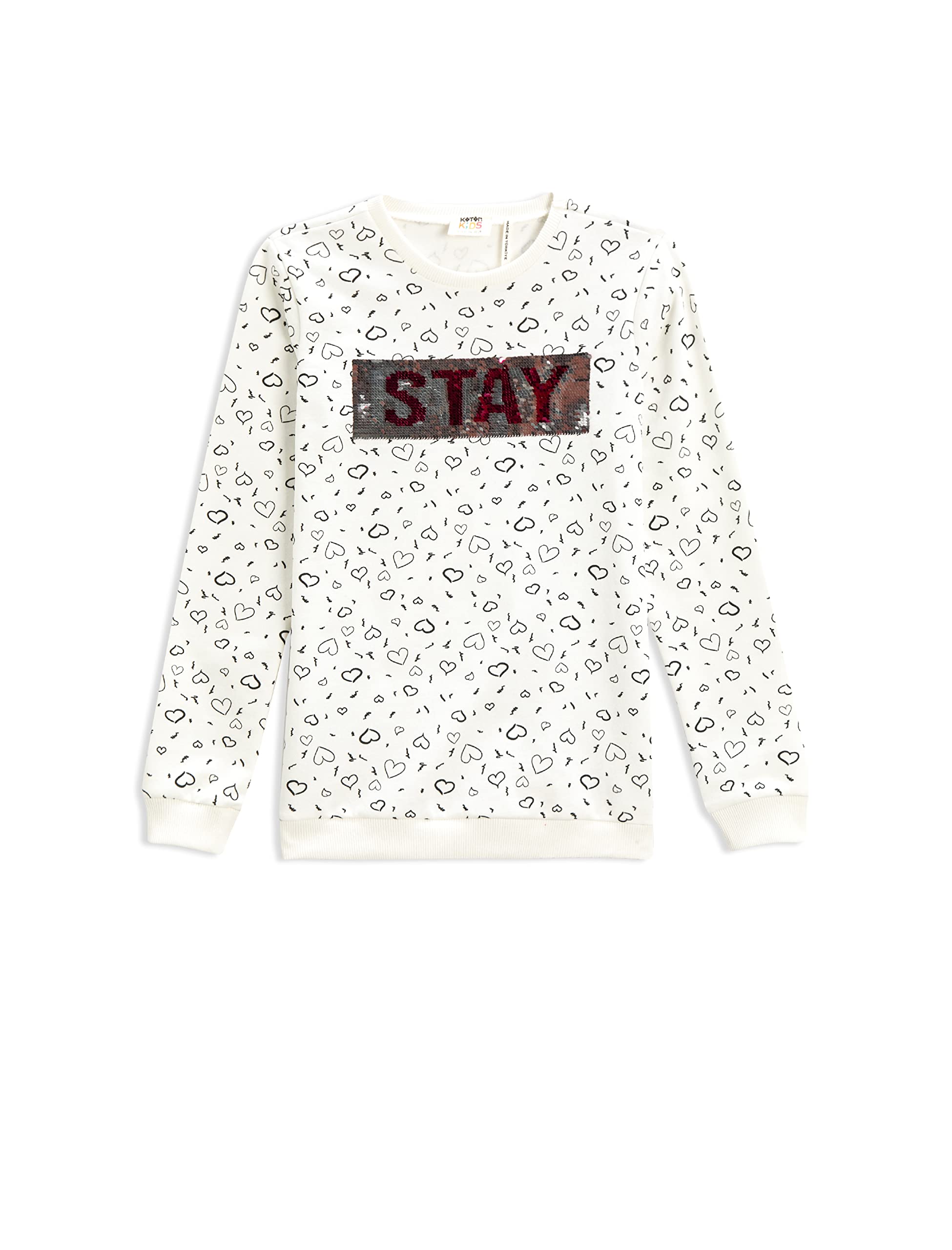 Uzun Kollu Sweatshirt Baskılı Bisiklet Yaka Pamuklu