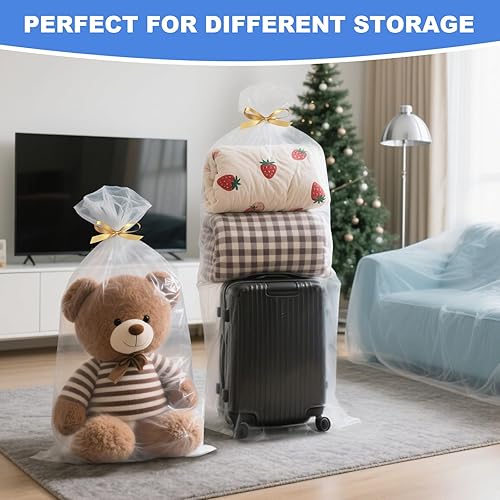 Miniatura 7 de Bolsas grandes de plástico transparente para almacenamiento, bolsas de polietileno abiertas de plástico transparente de grado alimenticio para