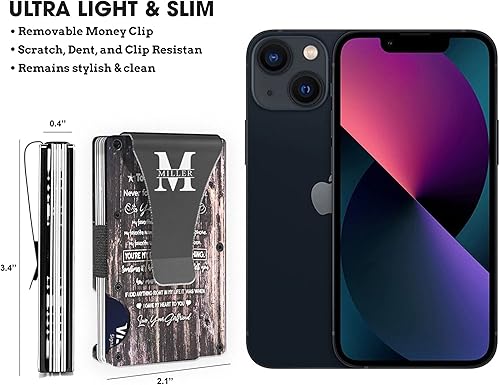 Miniatura 2 de MIKENCO Cartera delgada personalizada con bolsillo de novia, regalos del día de San Valentín, novio, regalo para él, futuro marido, regalo de