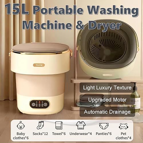 Miniatura 2 de Husono Lavadora para bebés, mini lavadora y secadora plegable de 13 L, lavadora para bebés, pequeña lavadora de lujo ligera hecha de materiales