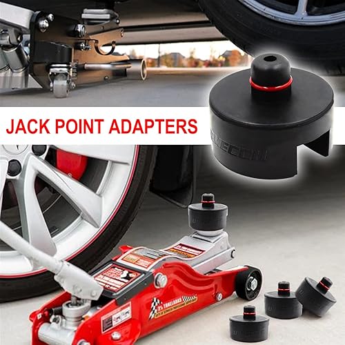 Miniatura 5 de Jack Pad para Tesla Model 3YSX, 4 paquetes de goma para elevación de piso, almohadillas de elevación de gato, adaptador de herramienta para