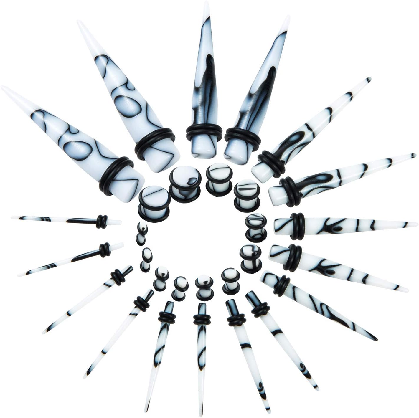 JDXN Ear Stretching Kit 14G to 00G - 50 Pieces Acrylic Tapers Silicone Tunnels Plugs Gauges Expander Set for Ear Piercing Jewelry Men Women - Image 3