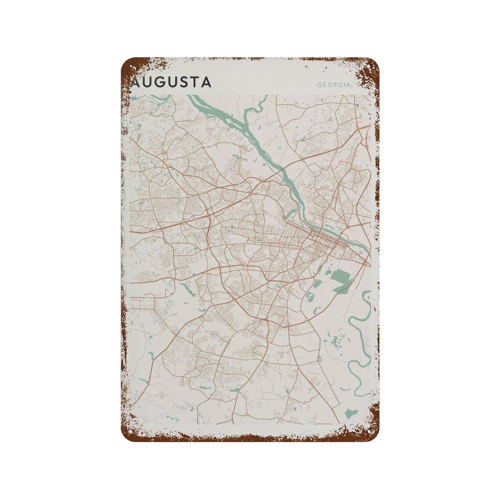 xiaoxiaoshen August Map Georgia Travel Gift Farmhouse Decor Entryway (2) Wall Decor Art Metal Tin Poster Modern Home Decor Art Home Bar Shop Decorations Vintage Sign 30x20cm