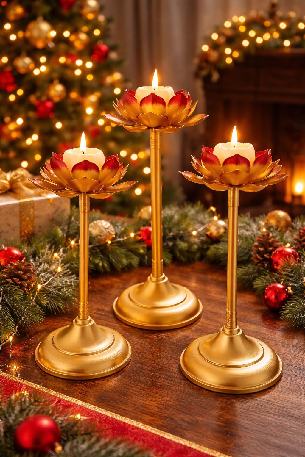 3-Piece Lotus Tealight Holder Set